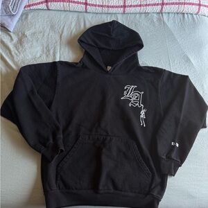 Black Hooded Sweater with LA Skeleton Design
